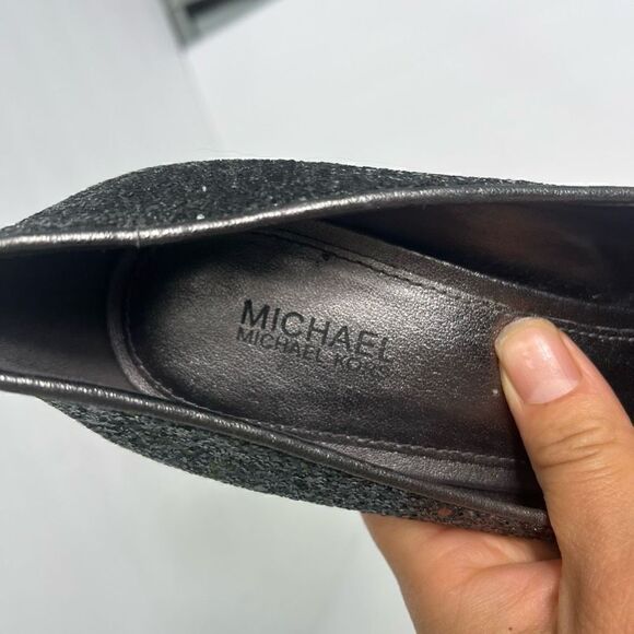 Michael By Michael Kors CLAIRE Pumps Womens Size 8 Gunmetal Glitter Fabric - Picture 6 of 12
